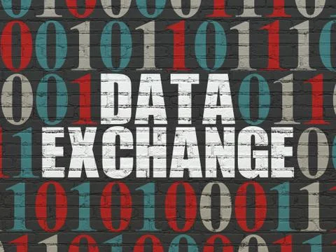 Information concept: Data Exchange on wall background Illustrazione stock