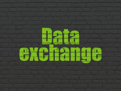 Information concept: Data Exchange on wall background Illustrazione stock