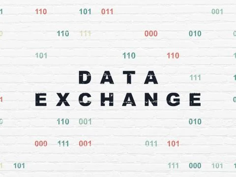 Information concept: Data Exchange on wall background Stock Illustration