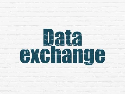 Information concept: Data Exchange on wall background Illustrazione stock