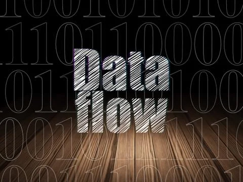 Information concept: Data Flow in grunge dark room Stock Illustration