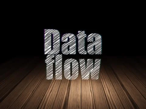 Information concept: Data Flow in grunge dark room Illustrazione stock
