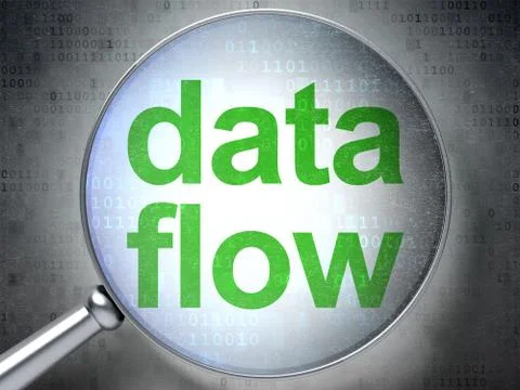 Information concept: Data Flow with optical glass Stock Illustration