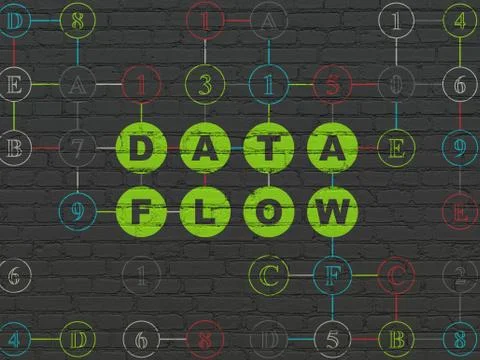 Information concept: Data Flow on wall background Stock Illustration