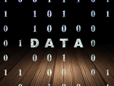 Information concept: Data in grunge dark room Stock Illustration