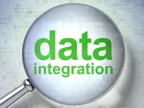 Information concept: Data Integration with optical glass Stock Illustration