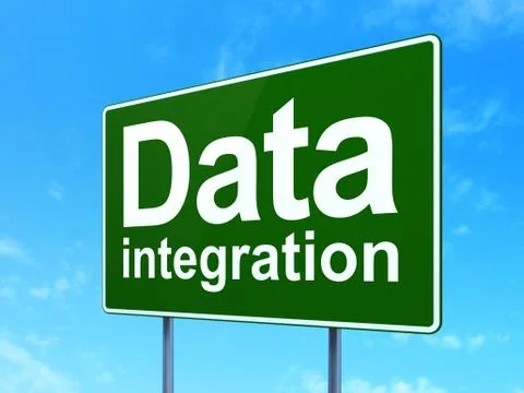 Information concept: Data Integration on road sign background Illustrazione stock