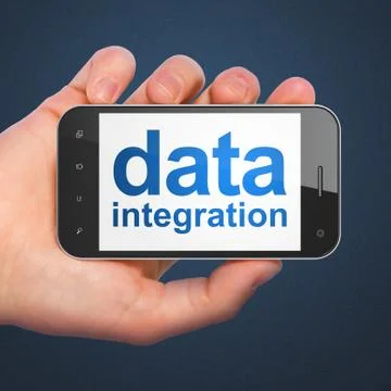 Information concept: Data Integration on smartphone Illustrazione stock