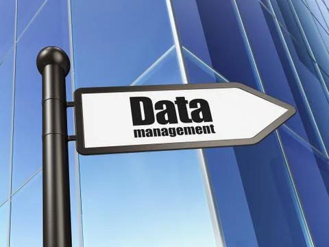 Information concept: Data Management on Building background Stock Illustration