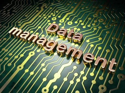 Information concept: Data Management on circuit board background Stock Illustration