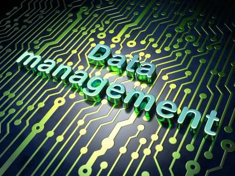 Information concept: Data Management on circuit board background Illustrazione stock