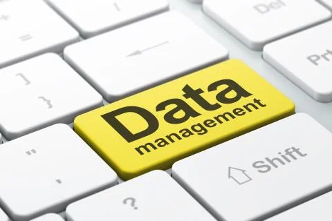 Information concept: Data Management on computer keyboard background Stock Illustration