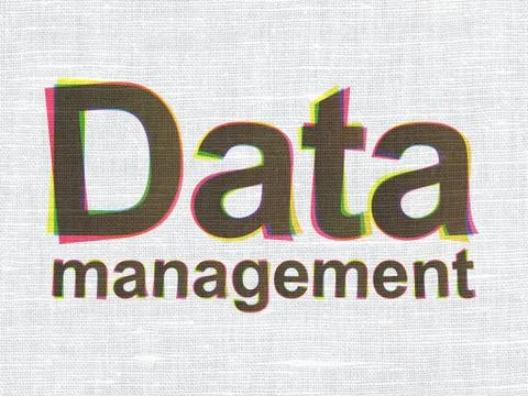 Information concept: Data Management on fabric background Stock Illustration
