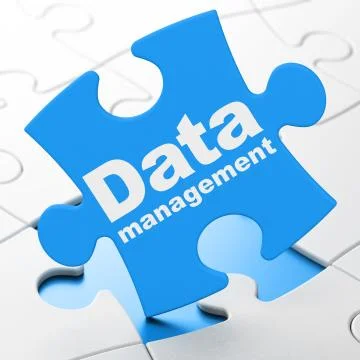 Information concept: Data Management on puzzle background Illustrazione stock