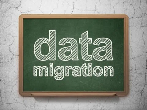 Information concept: Data Migration on chalkboard background Stock Illustration