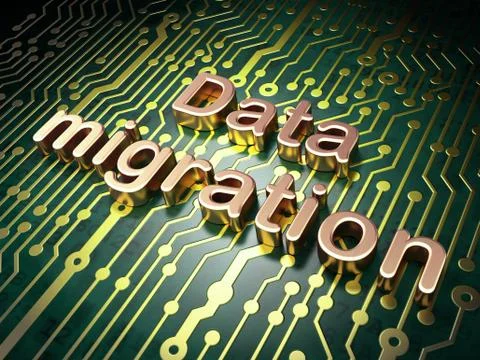 Information concept: Data Migration on circuit board background Stock Illustration
