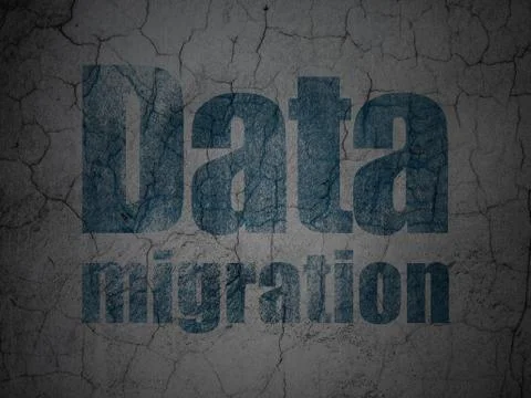 Information concept: Data Migration on grunge wall background Stock Illustration