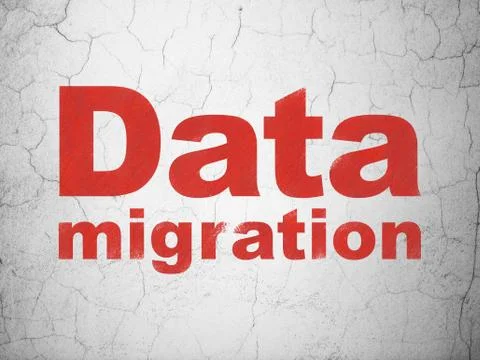 Information concept: Data Migration on wall background Stock Illustration