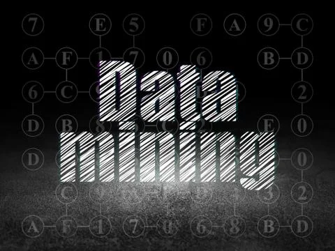 Information concept: Data Mining in grunge dark room 스톡 일러스트