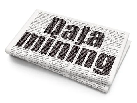 Information concept: Data Mining on Newspaper background Stock Illustration