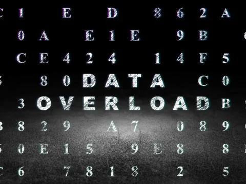 Information concept: Data Overload in grunge dark room Stock Illustration