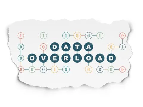 Information concept: Data Overload on Torn Paper background Ilustración de archivo