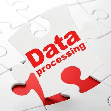 Information concept: Data Processing on puzzle background Illustrazione stock