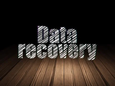 Information concept: Data Recovery in grunge dark room Stock Illustration