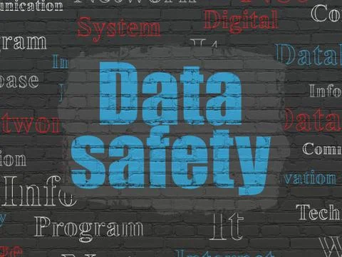 Information concept: Data Safety on wall background イラスト素材