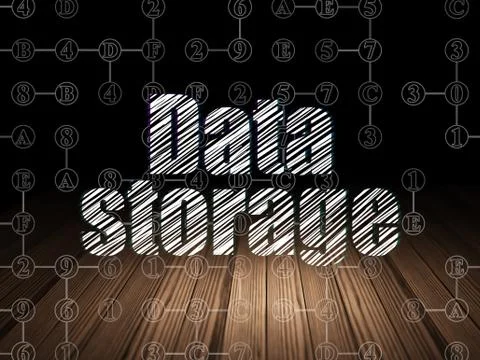 Information concept: Data Storage in grunge dark room 스톡 일러스트