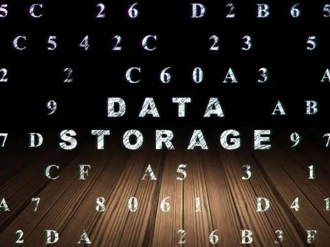 Information concept: Data Storage in grunge dark room Stock Illustration