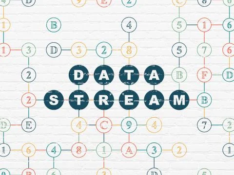 Information concept: Data Stream on wall background 스톡 일러스트