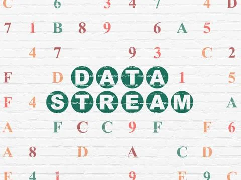 Information concept: Data Stream on wall background Illustrazione stock