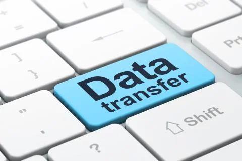 Information concept: Data Transfer on computer keyboard backgrou Illustrazione stock