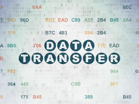 Information concept: Data Transfer on Digital Data Paper background Illustrazione stock