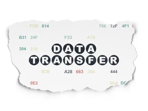 Information concept: Data Transfer on Torn Paper background Illustrazione stock