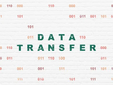 Information concept: Data Transfer on wall background Illustrazione stock