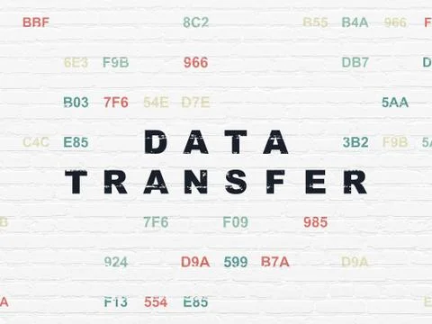 Information concept: Data Transfer on wall background Illustrazione stock
