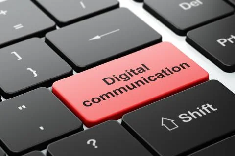 Information concept: Digital Communication on computer keyboard background Illustrazione stock