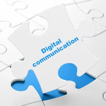 Information concept: Digital Communication on puzzle background Illustrazione stock