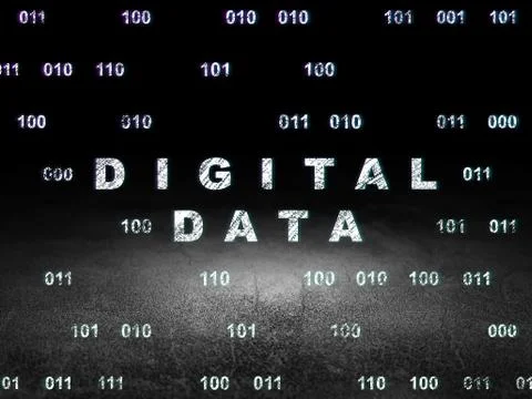 Information concept: Digital Data in grunge dark room Stock Illustration