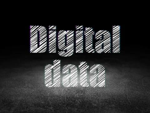 Information concept: Digital Data in grunge dark room Stock Illustration