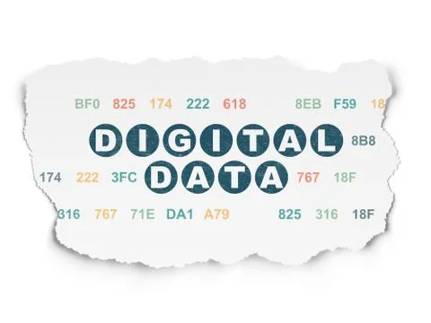 Information concept: Digital Data on Torn Paper background Illustrazione stock