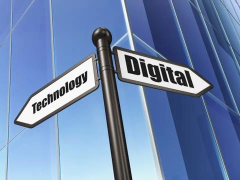 Information concept: Digital Technology on Building background Ilustración de archivo