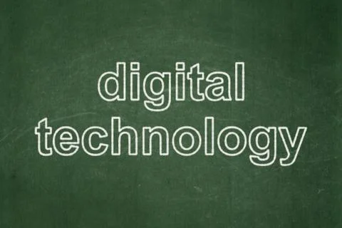 Information concept: Digital Technology on chalkboard background 스톡 일러스트