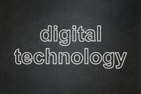 Information concept: Digital Technology on chalkboard background Illustrazione stock