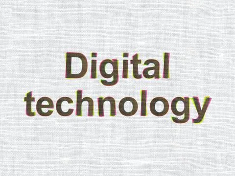 Information concept: Digital Technology on fabric texture background 스톡 일러스트