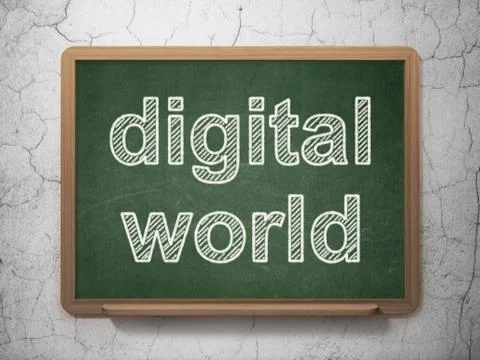 Information concept: Digital World on chalkboard background Stockillustratie
