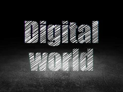 Information concept: Digital World in grunge dark room Stock Illustration