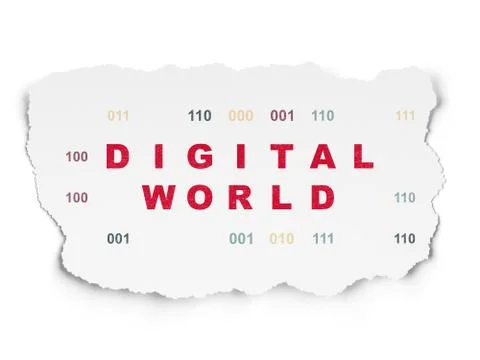 Information concept: Digital World on Torn Paper background 스톡 일러스트